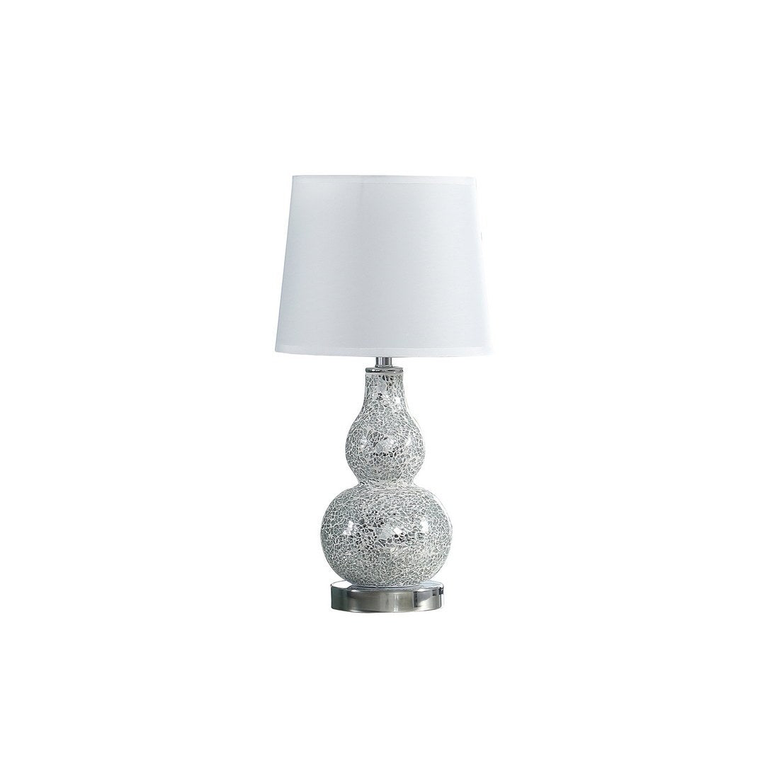 California Home - 19.5' In Mirror Glass Mosaic Silver Chrome Polyresin Table Lamp