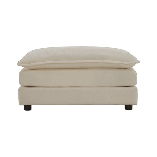 Farah Contemporary Chenille Upholstered Ottoman, Beige