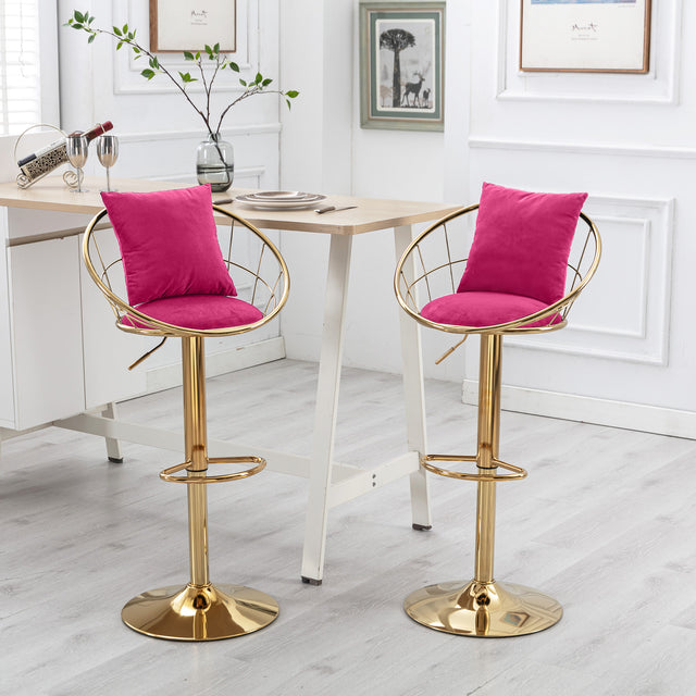 Brenda Adjustable Height Swivel Bar Stools - Rose Red