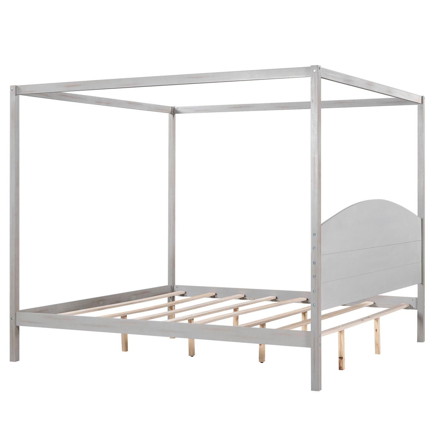 Frances King Size Canopy Bed in Gray Wash