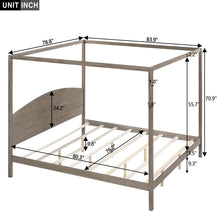 Frances King Size Canopy Bed in Brown Wash