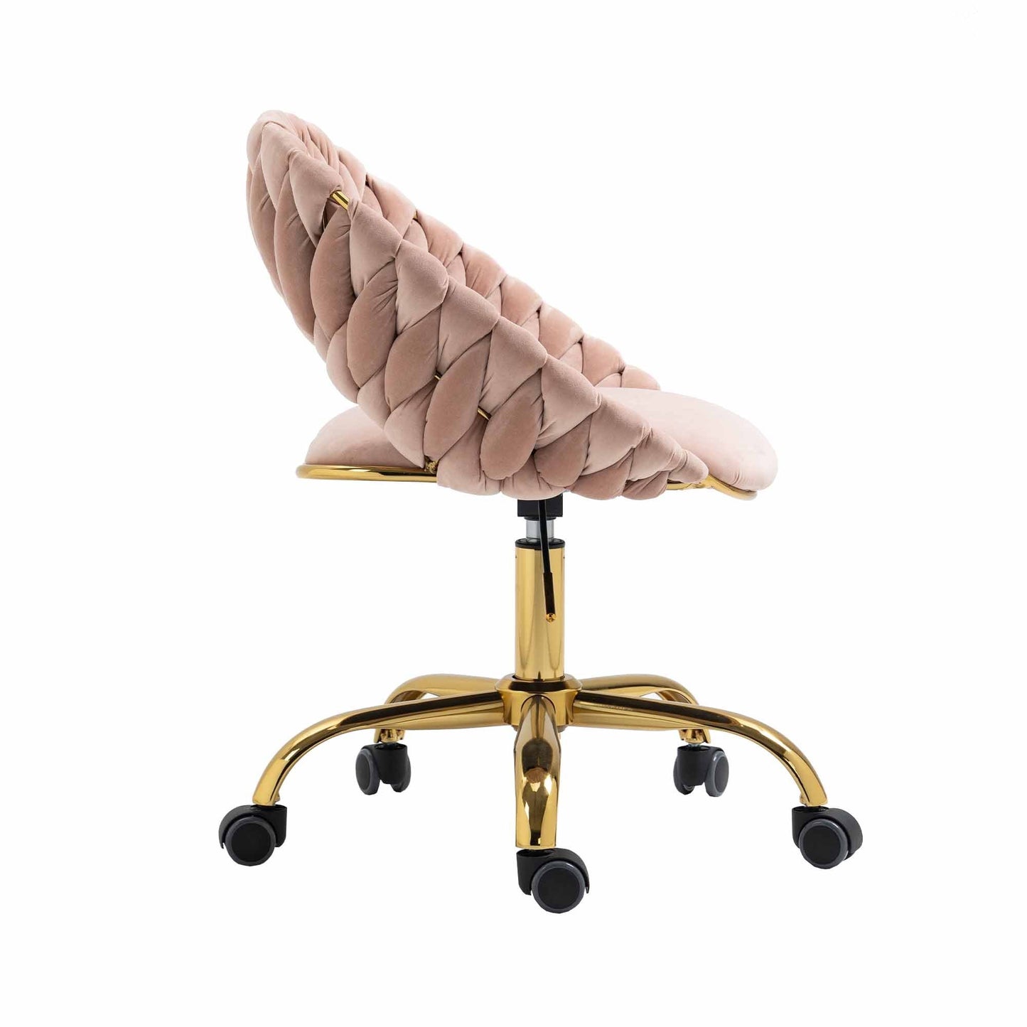 Tempo Linen Swivel Office Chair with Gold Base - Pink