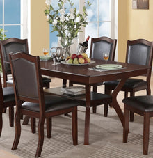 Charlotte Traditional Solid Wood Dining Chairs with Leatherette Padded Seats (Set of 2), Dark Brown