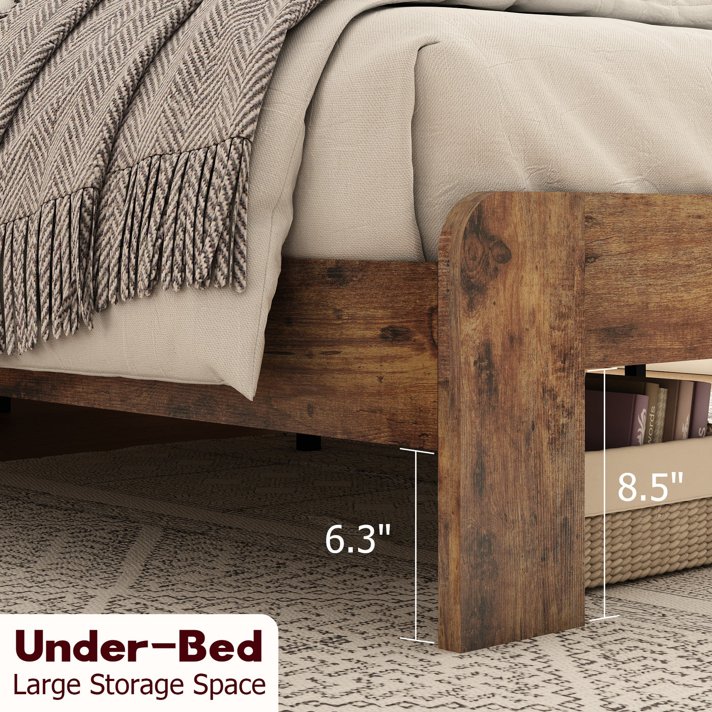 Vespera Rustic Queen Wooden Platform Bed in Dark Brown