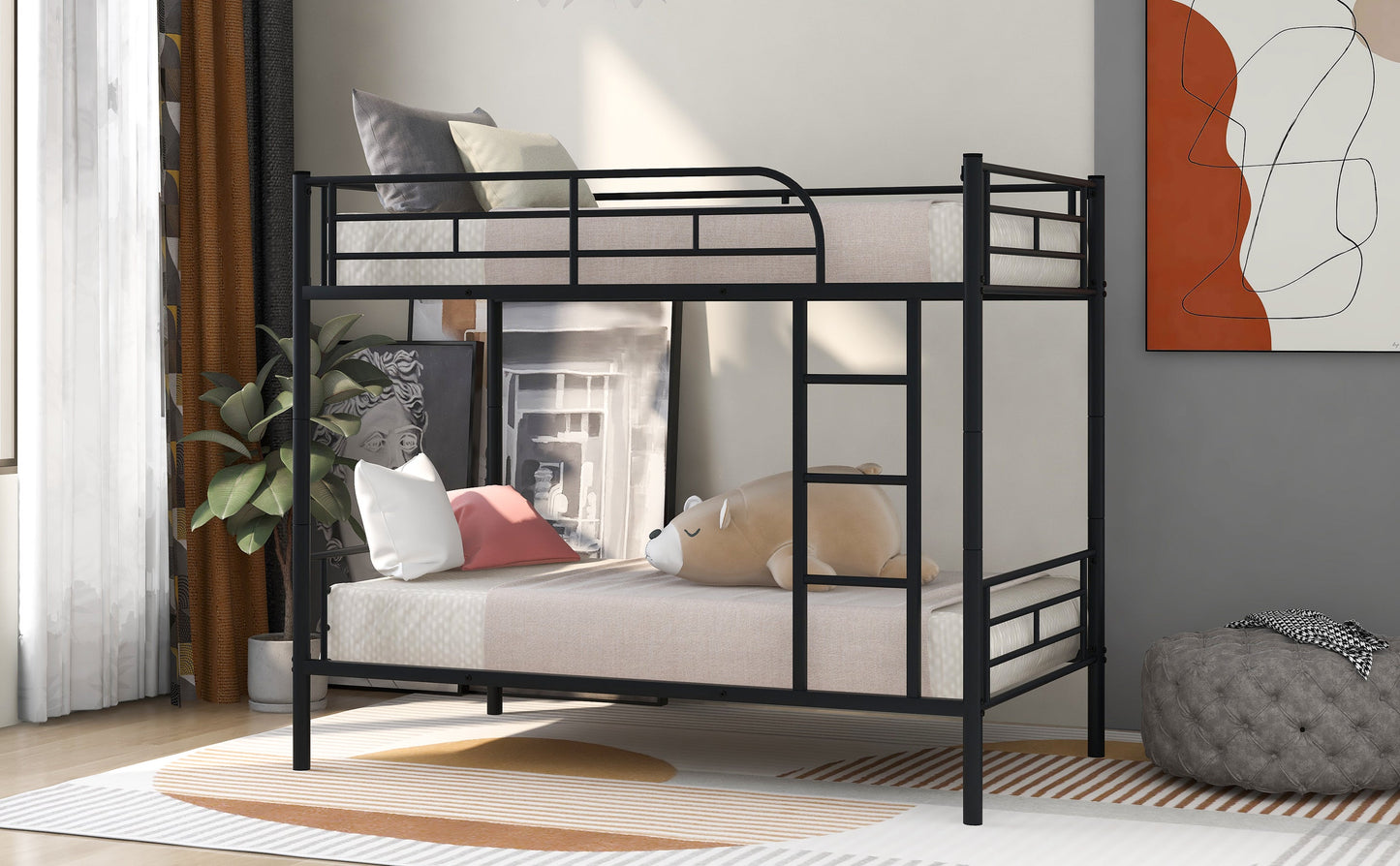 Henley Twin Over Twin Metal Bunk Bed, Black