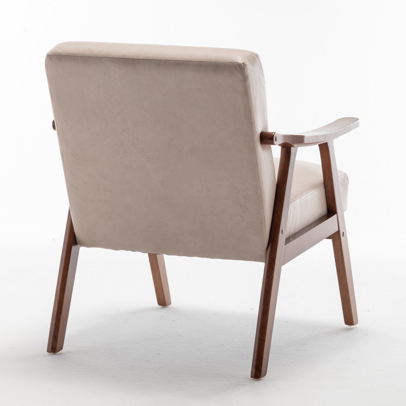 Lyraea Mid-Century Modern Light Camel Fabric Wingback Accent Chair