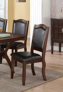 Charlotte Traditional Solid Wood Dining Chairs with Leatherette Padded Seats (Set of 2), Dark Brown