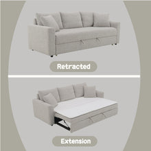 Connie Beige Boucle Sleeper Sectional Sofa w/ 2 Toss Pillows