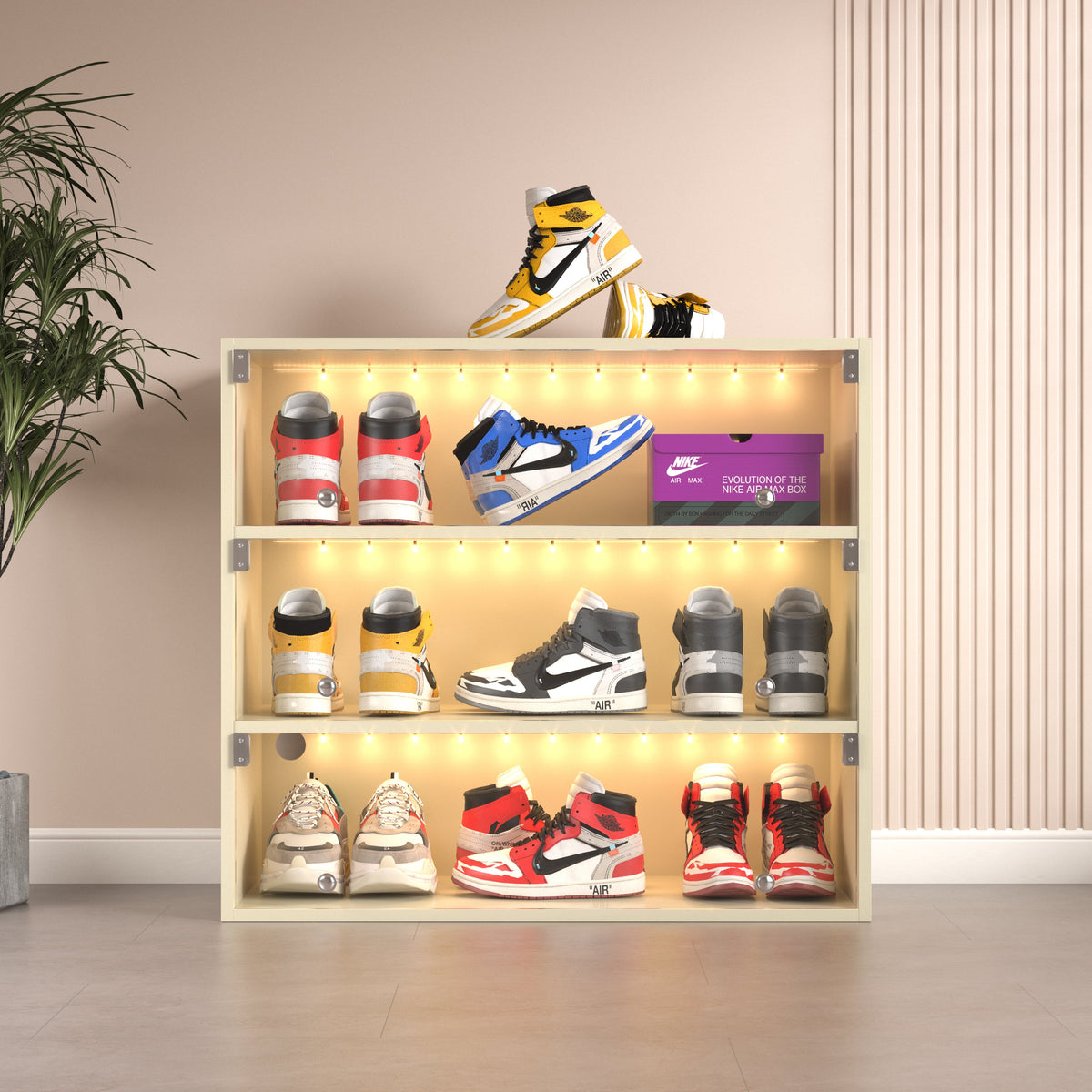 Sneaker Head 3-Layer LED Shoe Box , Off-White