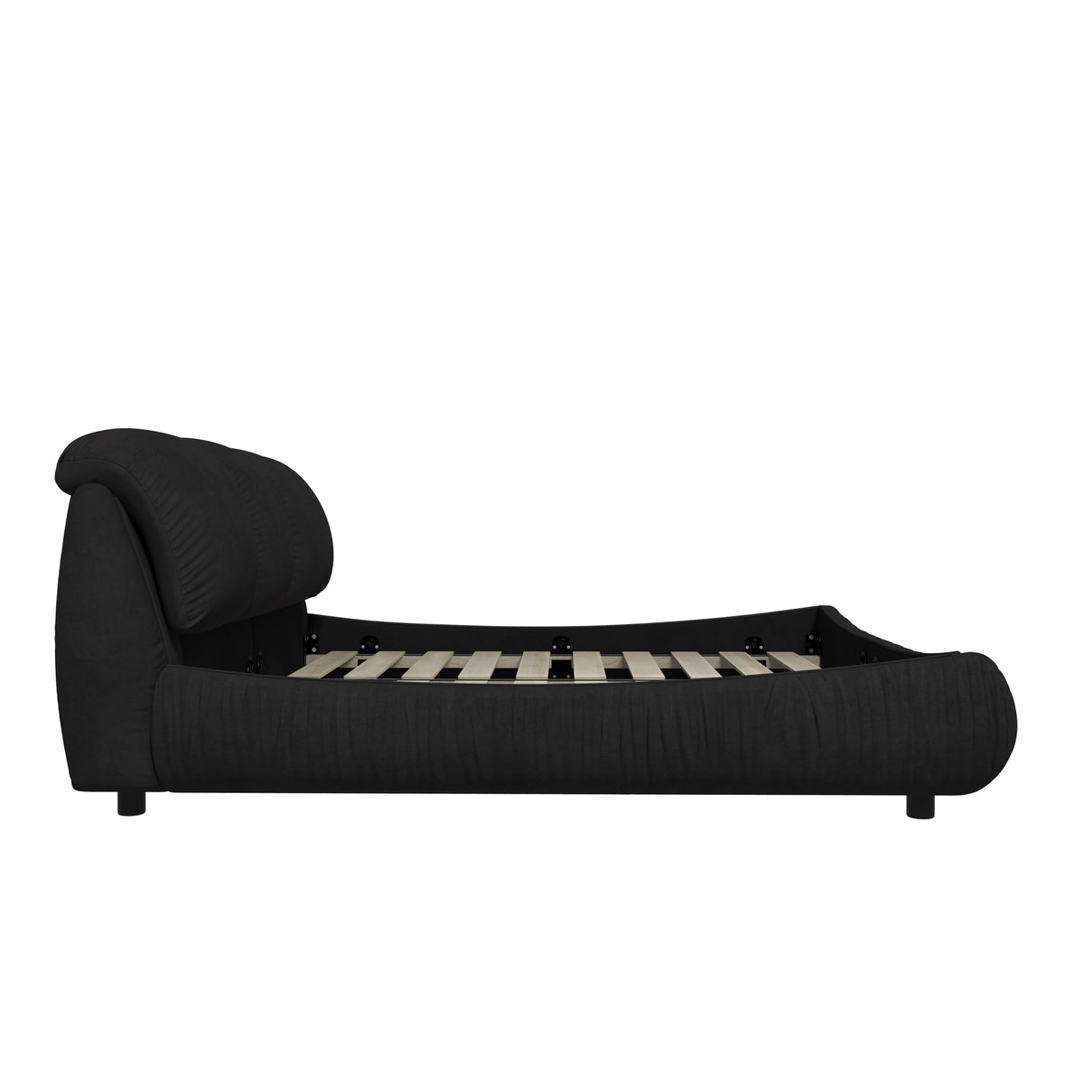 Calista King Platform Bed with Oversize Padded Headboard, Black