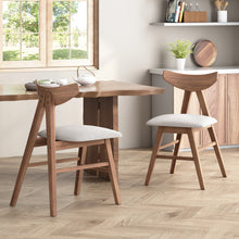 Vida Mid-Century Modern Side Chairs in Walnut with Beige Seat (Set of 2)