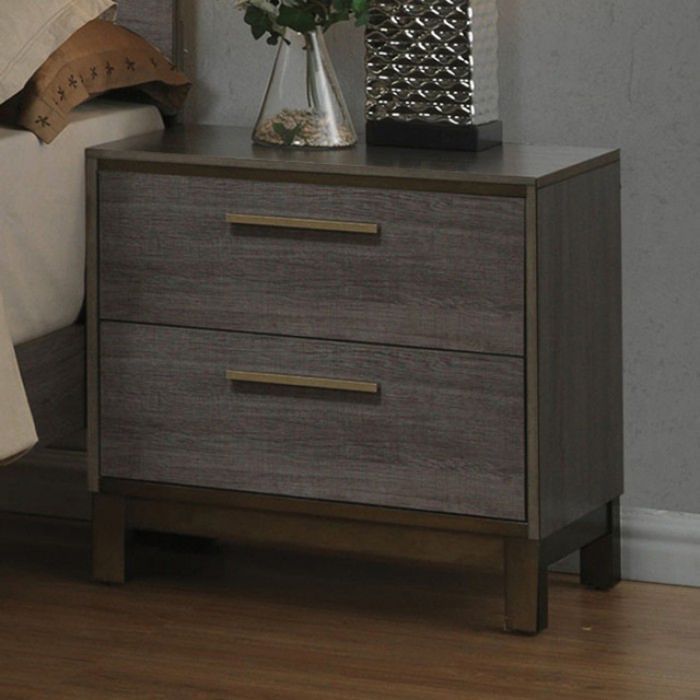 Manvel Contemporary 2-Drawer Nightstand in Antique Gray