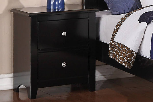 Benjamin Simple Wooden 2-Drawer Nightstand , Black