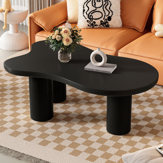 Evelina Modern Cloud Coffee Table with Thick Top, Black