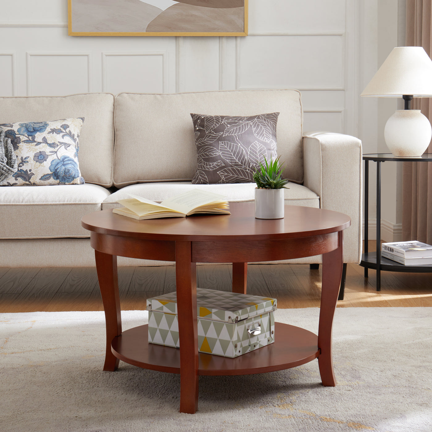 Hallie Transitional Solid Wood Coffee Table, Walnut
