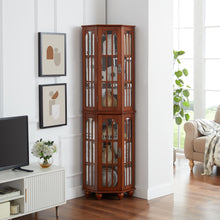Connie Corner Curio Cabinet with 4 Adjustable Tempered Glass Shelves, Walnut