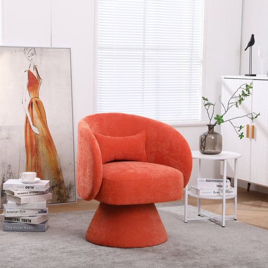 Molly Modern  Linen Swivel Barrel Chair - Orange