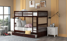 Larkspur Twin-Over-Twin Bunk Bed with Ladders and Two Storage Drawers (Espresso)