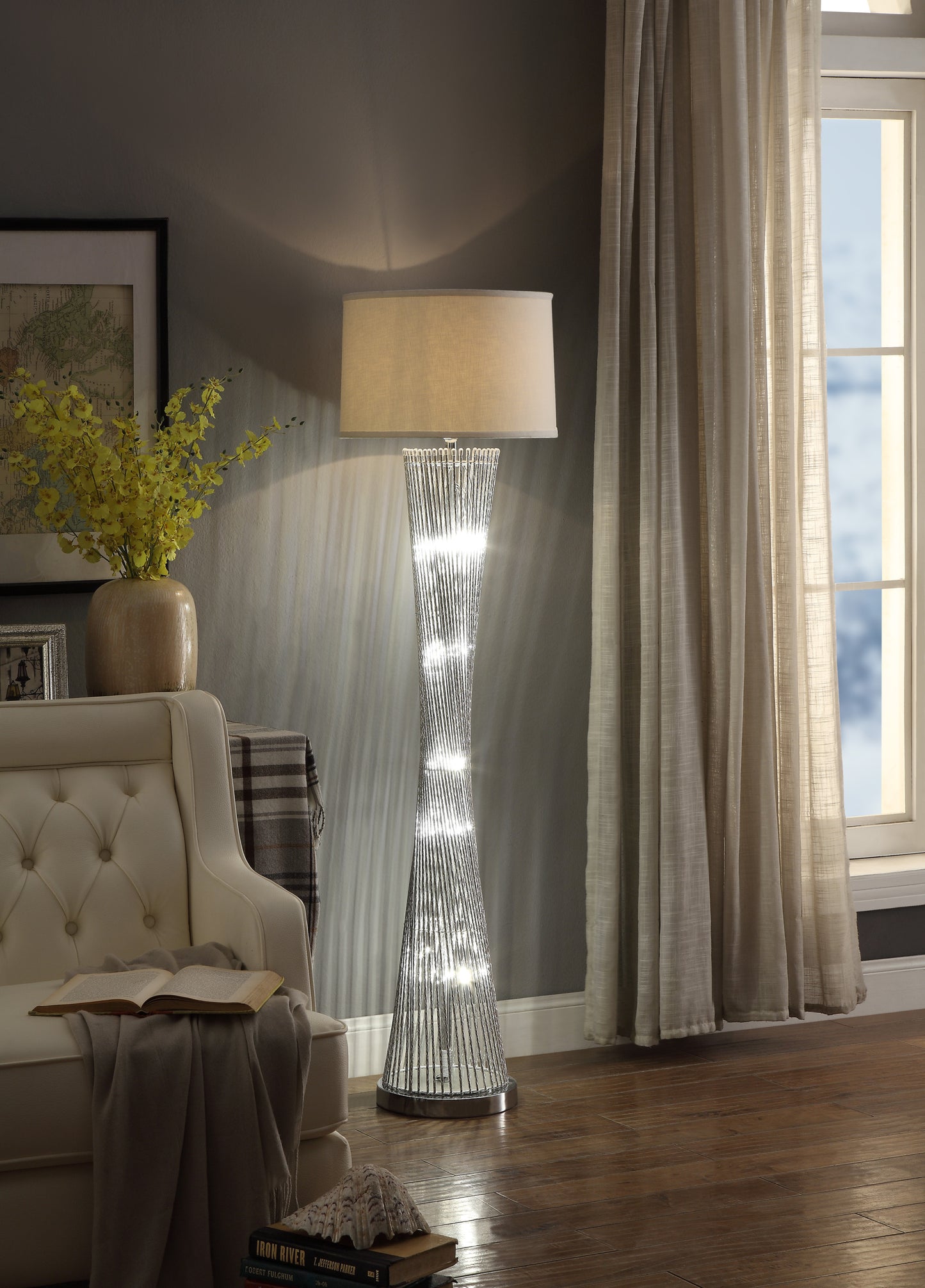 Cher Silver Finish Luxurious Floor Lamp