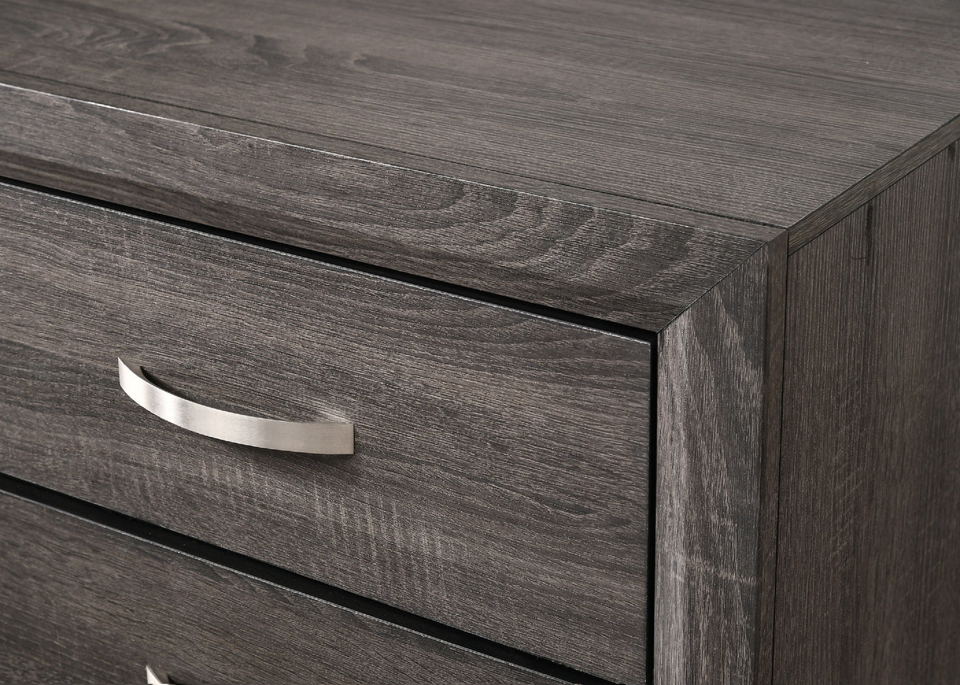 Collins Contemporary 2-Drawer Nightstand with Silver Handles, Gray