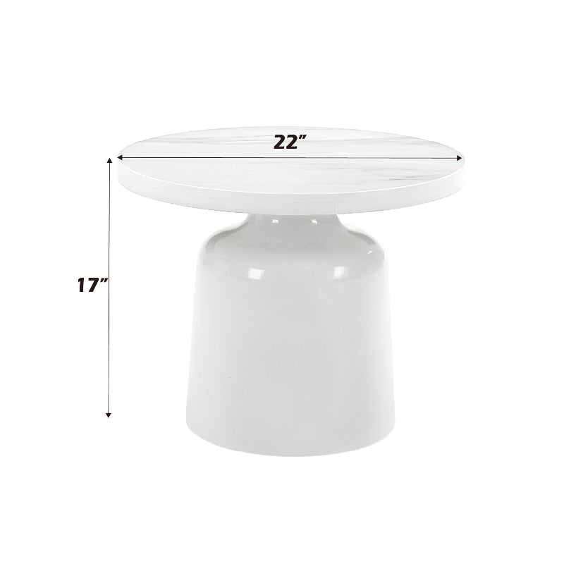 Zaid Engineering Marble & White High Gloss Finish End Table