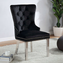 Emma Velvet Wingback Chairs with Mirrored Silver Legs Set of 2 , Black