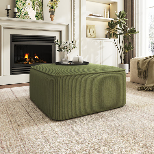 Isabella Olive Green Corduroy Ottoman