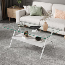 Waylon Modern Gray Glass Top Coffee Table, White