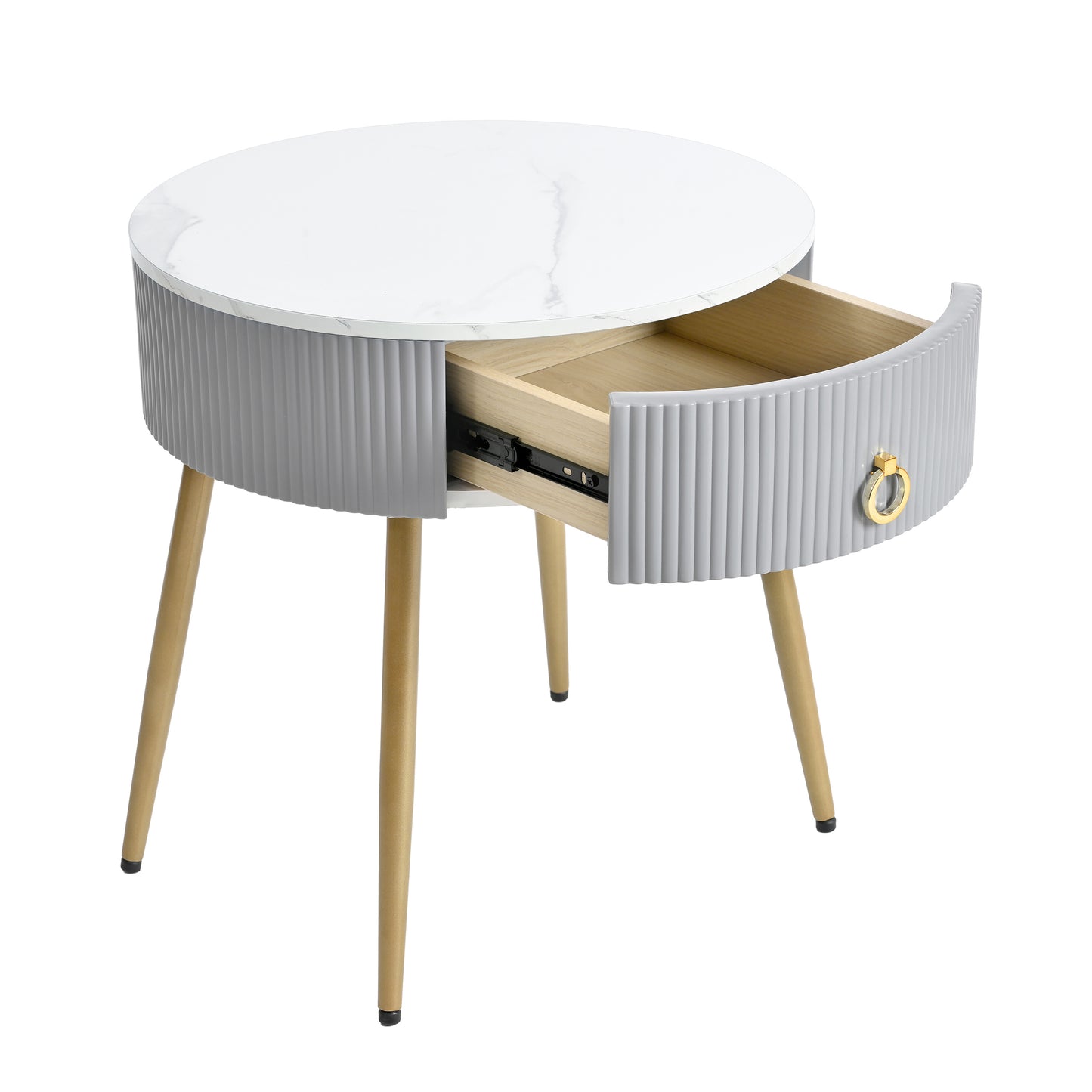 Allison Modern Fluted End Tables with Faux Marble Top (Set of 2)