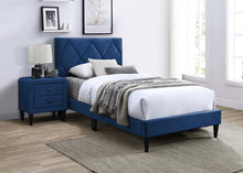 Olivia Twin Platform Bed w Adjustable Headboard, Blue