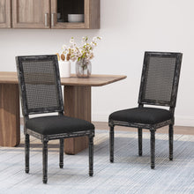 Cavan French Country Rattan Back Side Chairs (Set of 2) Black