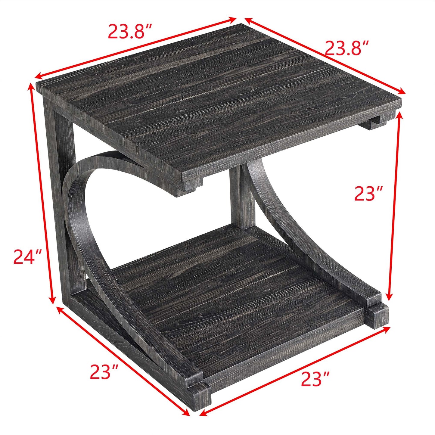 Cassian Unique Solid Wood Side Table,Black