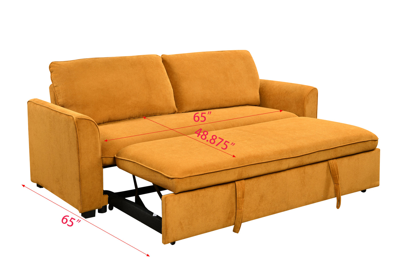Zenn Modern 78" 3-in-1 Convertible Sleeper Sofa, Yellow
