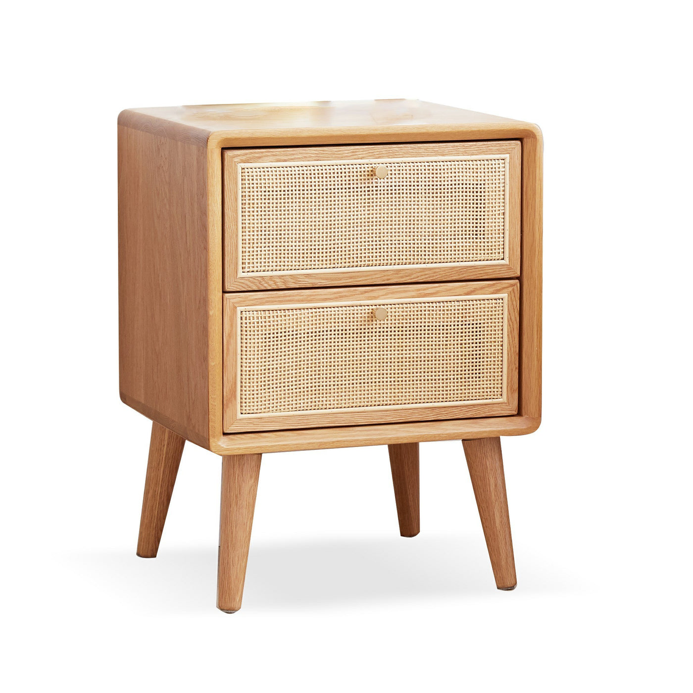 Nordic Modern Solid Wood 2-Drawer Nightstand