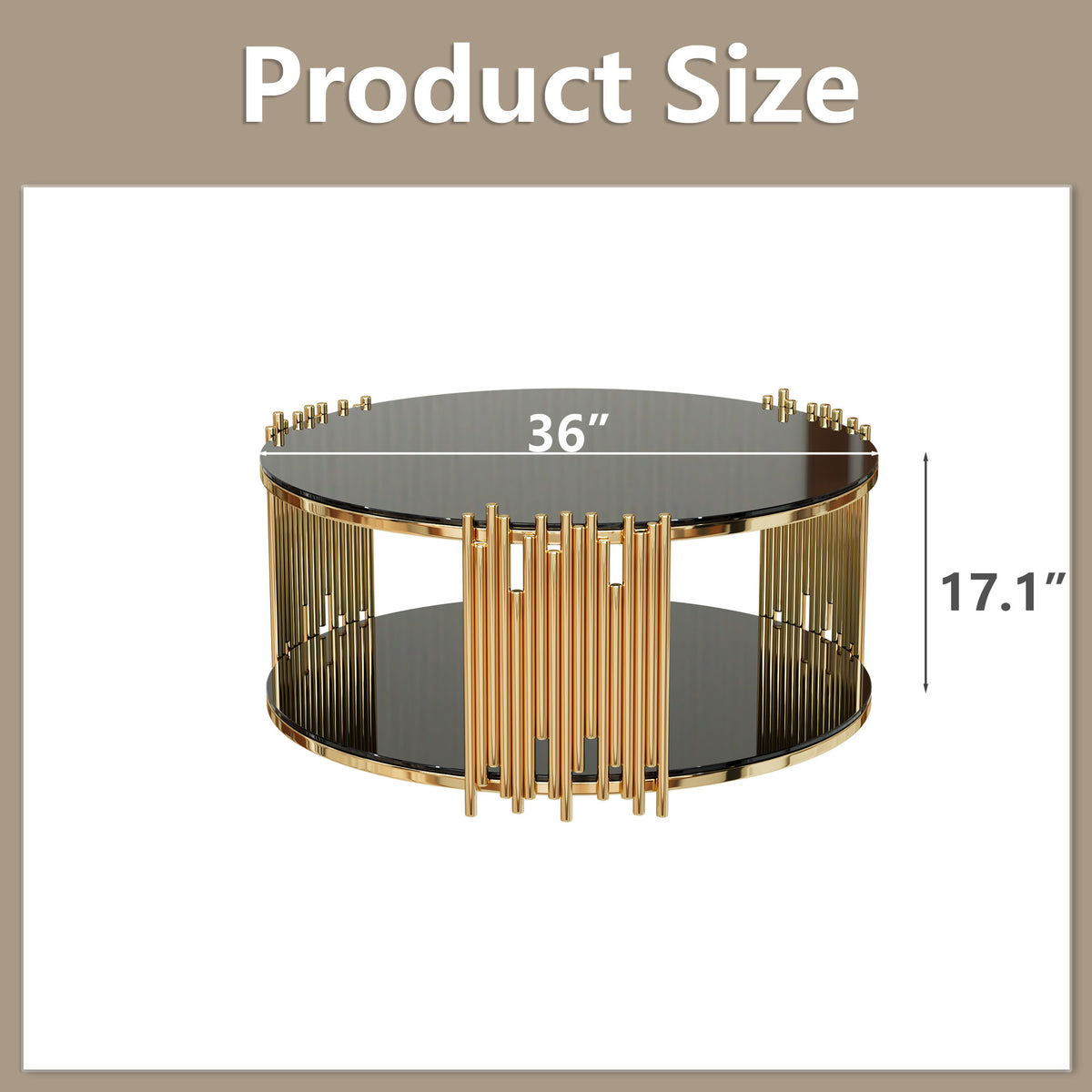 Hellen Modern Steel Coffee Table with Black Tempered Glass Top