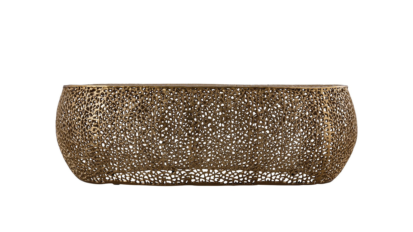 Azriel Oval Aluminum Mesh Coffee Table, Gold