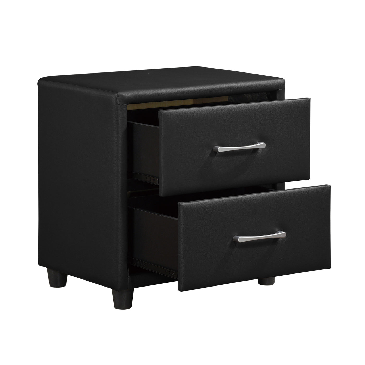 Temmy Modern Black Faux Leather Covered Drawer Nightstand