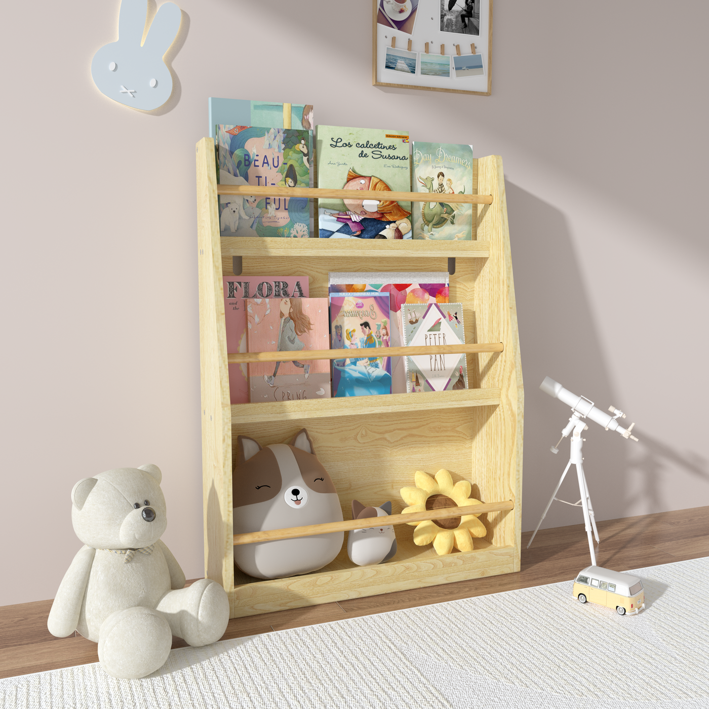 3 Tier Kids Book Shelf,Kids Book Rack, Yellow