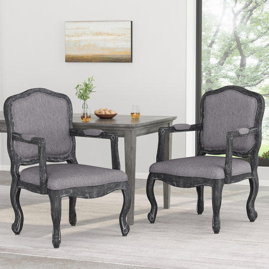 Larkin Traditional Dining Arm Chairs (Set of 2) Gray