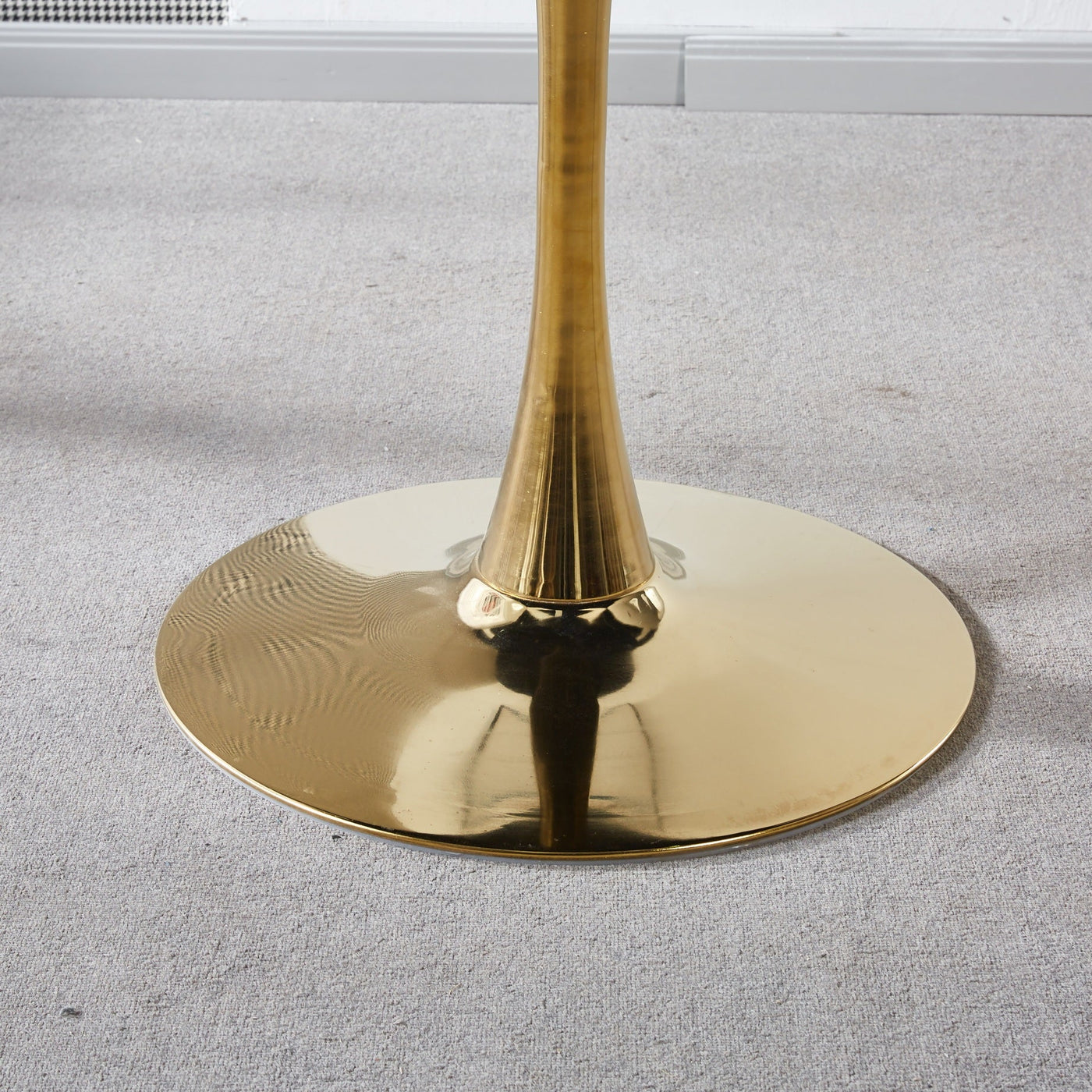 31.5"GOLDEN AND WHITE Tulip Table Mid-century Dining Table for 2-4 people With Round Mdf Table Top, Pedestal Dining Table, End Table Leisure Coffee Table,ceramic and MDF top