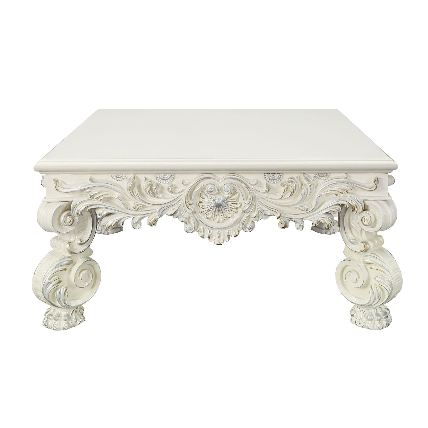 Adara Traditional Antique White Finish Coffee Table