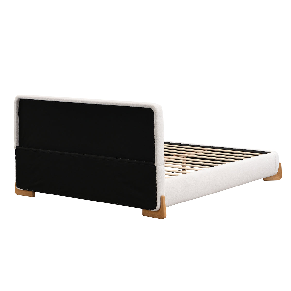 Salem Modern Boucle Upholstered Queen Platform Bed, White