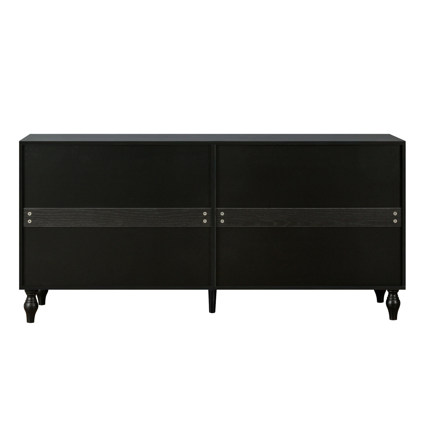 Finian Large Faceted Carved 4-Door Cabinet in Vintage White & Black