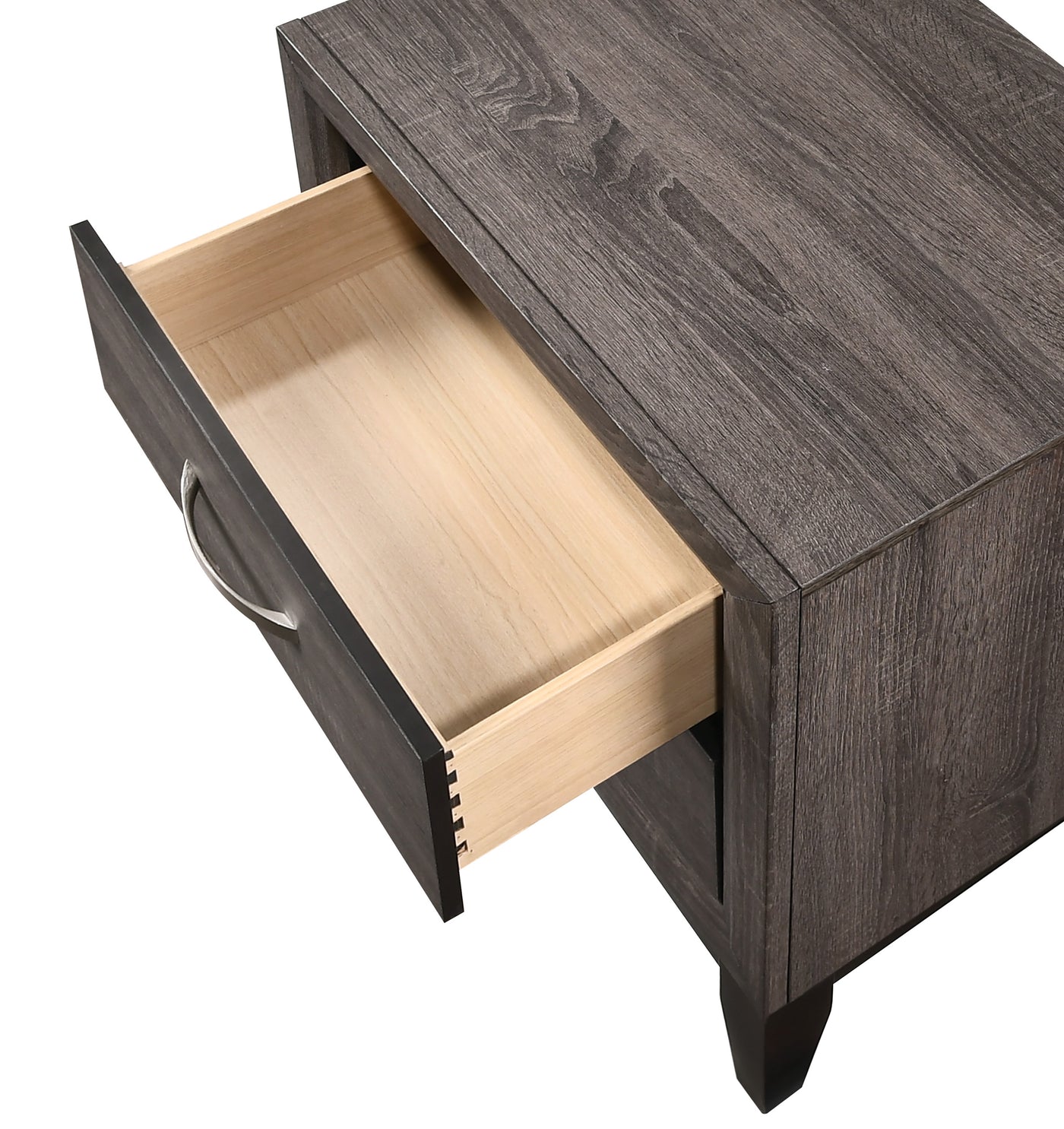 Collins Contemporary 2-Drawer Nightstand with Silver Handles, Gray
