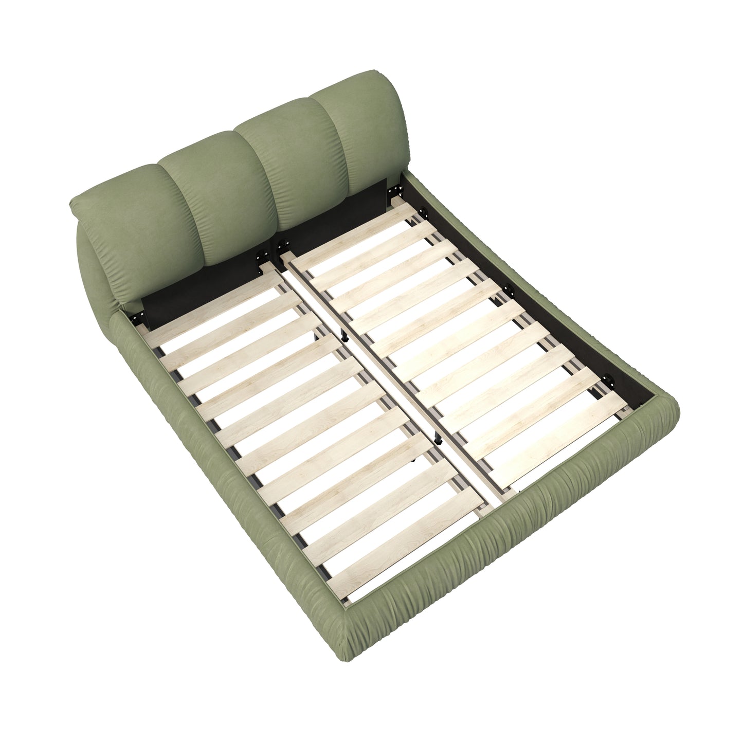 Calista Queen Platform Bed with Oversize Padded Headboard, Green