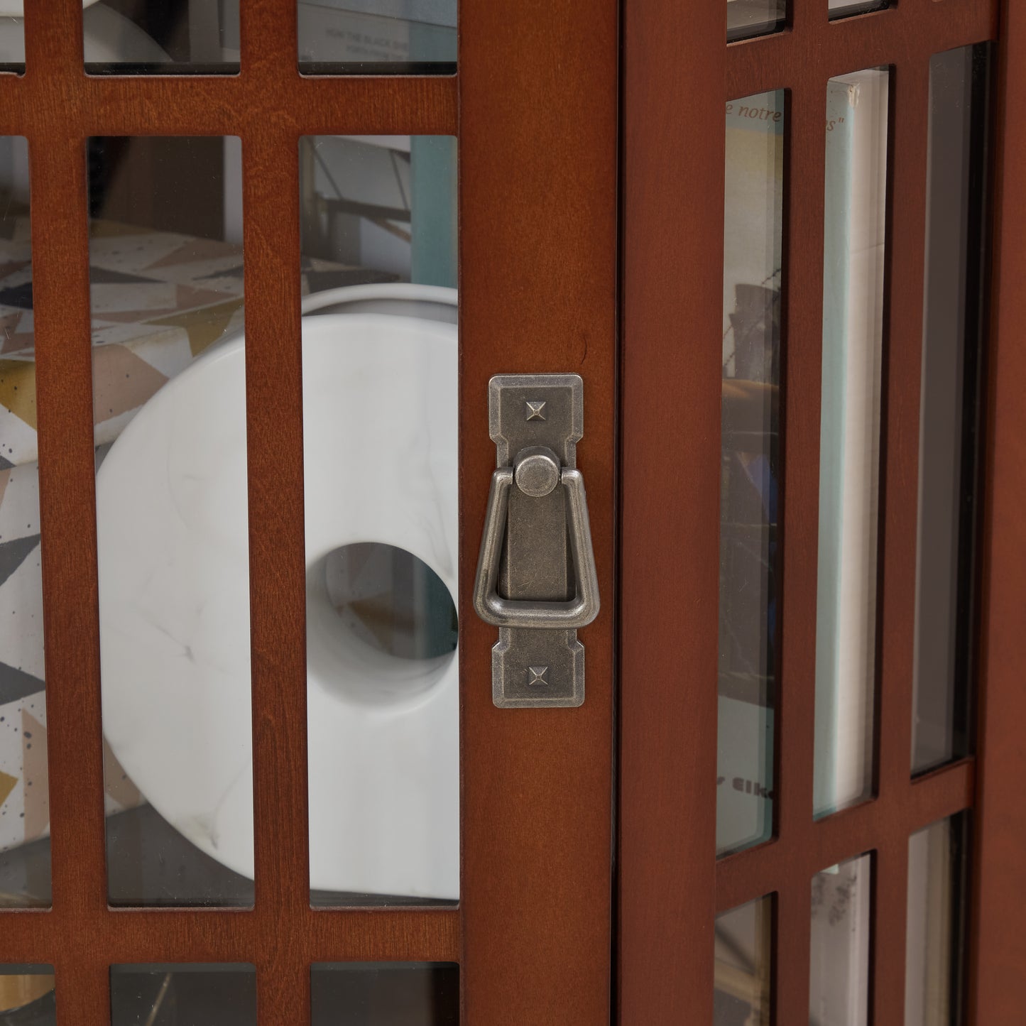 Connie Corner Curio Cabinet with 4 Adjustable Tempered Glass Shelves, Walnut