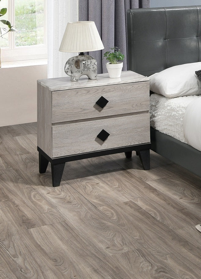 Mitchell Contemporary Nightstand with Faux Marble Top, Cream