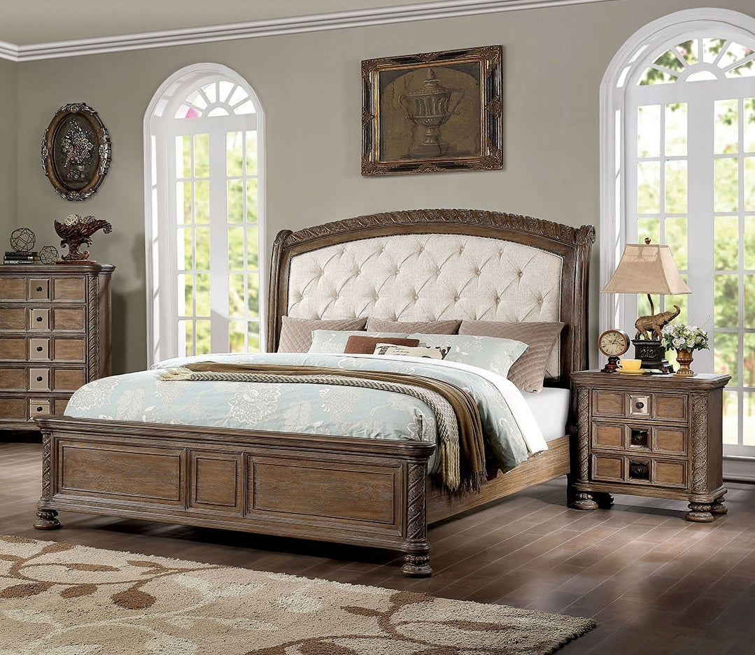 Logan Rustic Traditional 3-Drawer Solid Wood Nightstand with Bronze Knobs