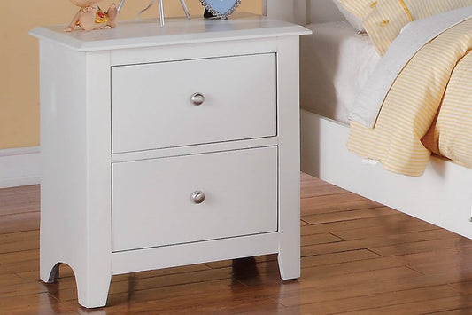 Benjamin Simple Wooden 2-Drawer Nightstand , White