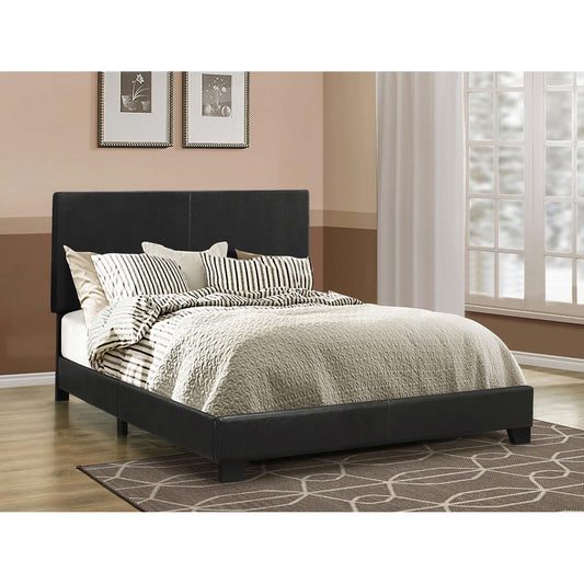 Markus Black Faux Leather Queen Panel Bed
